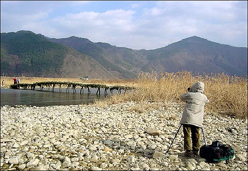 섶다리 풍경. 축제의 마당도 되고 화보집의 배경이 되기도 한다 